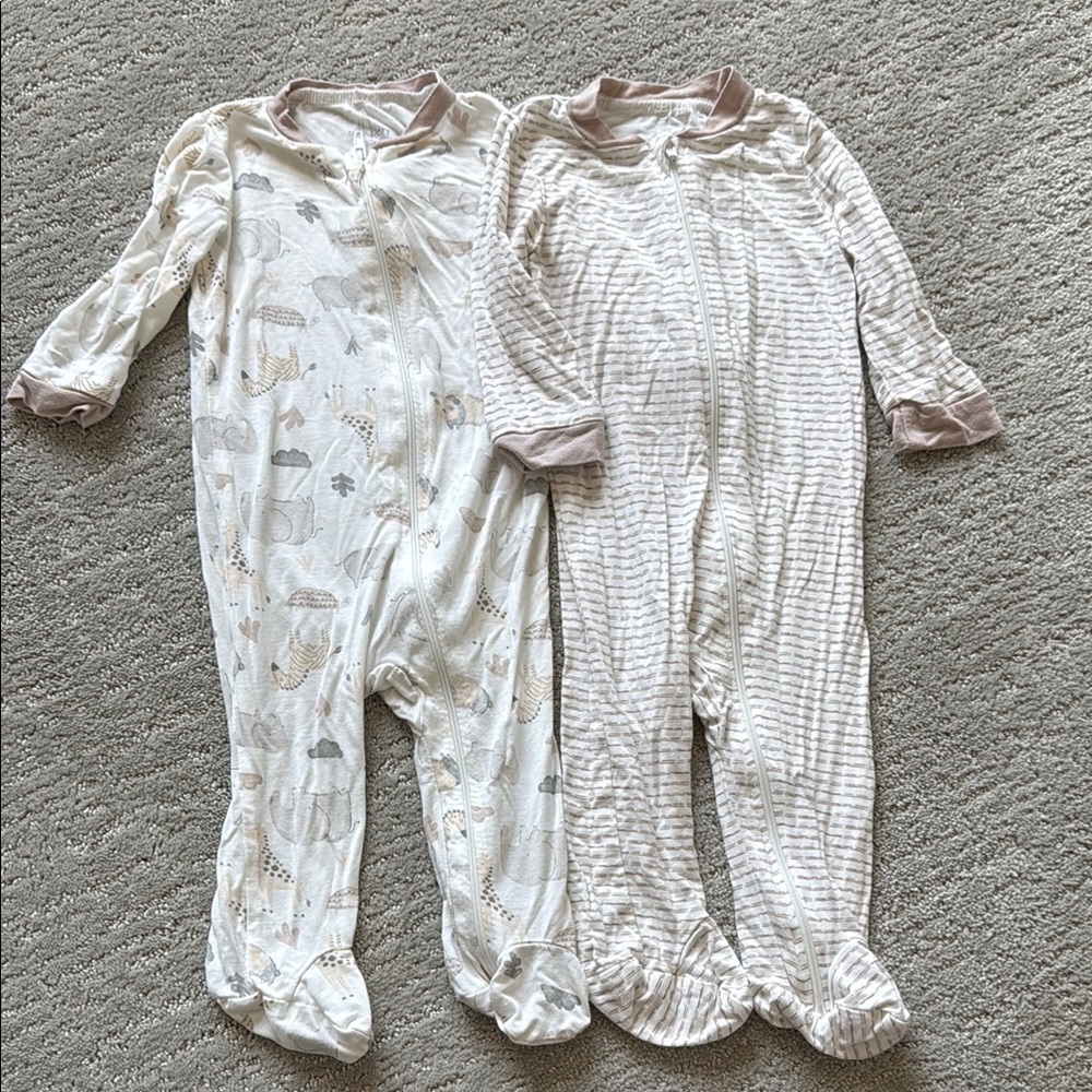Cozy Kids One Piece Pajamas - Cream and Tan